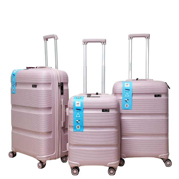 PP Hardside Travel Suitcase Luggage with 8 Spinner Wheels, Aluminum Handle, USB Port (Size 20) - TK884 - Pink