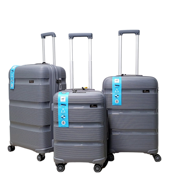 PP Hardside Travel Suitcase Luggage with 8 Spinner Wheels, Aluminum Handle, USB Port (Size 20) - TK884 - Gray