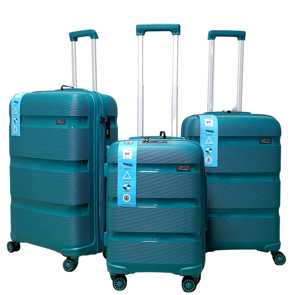 PP Hardside Travel Suitcase Luggage with 8 Spinner Wheels, Aluminum Handle, USB Port (Size 20) - TK884 - Teal