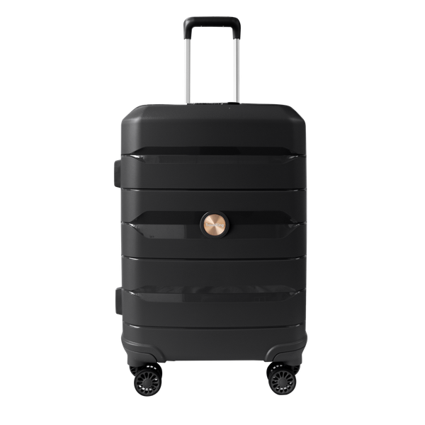 PP Hardside Travel Suitcase Luggage with 8 Spinner Wheels, Aluminum Handle, USB Port (Size 20) TK883 - Black Luxury