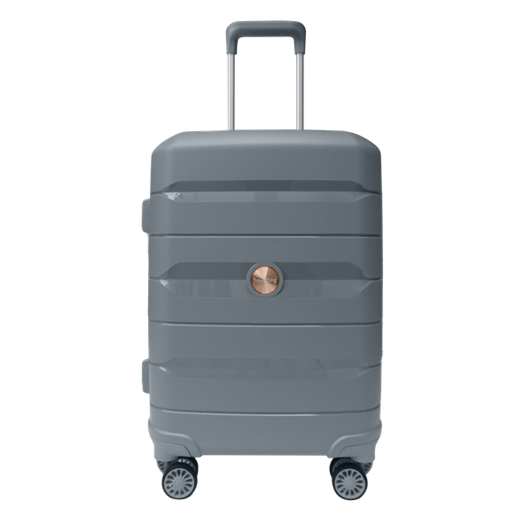PP Hardside Travel Suitcase Luggage with 8 Spinner Wheels, Aluminum Handle, USB Port (Size 20) TK883 - Gray