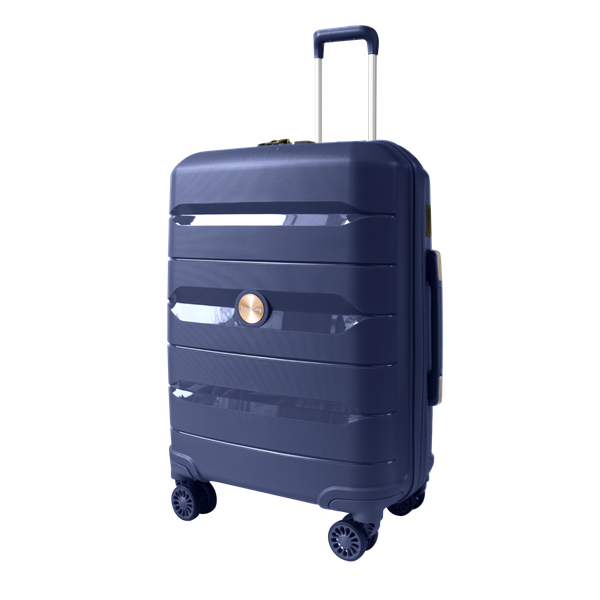PP Hardside Travel Suitcase Luggage with 8 Spinner Wheels, Aluminum Handle TK883 - Navy